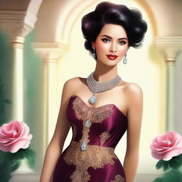 A high-quality digital art image featuring a woman with an alluring charm