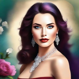 A high-quality digital art image featuring a woman with an alluring charm