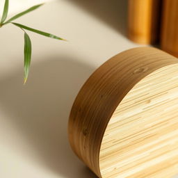 A realistic design featuring a product made from bamboo, showcasing its natural textures and colors