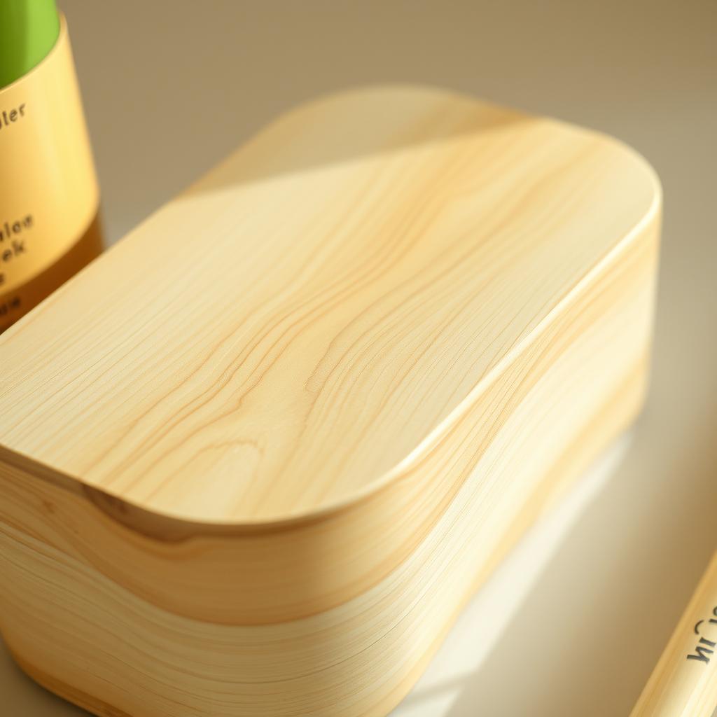 A realistic design featuring a product made from bamboo, showcasing its natural textures and colors