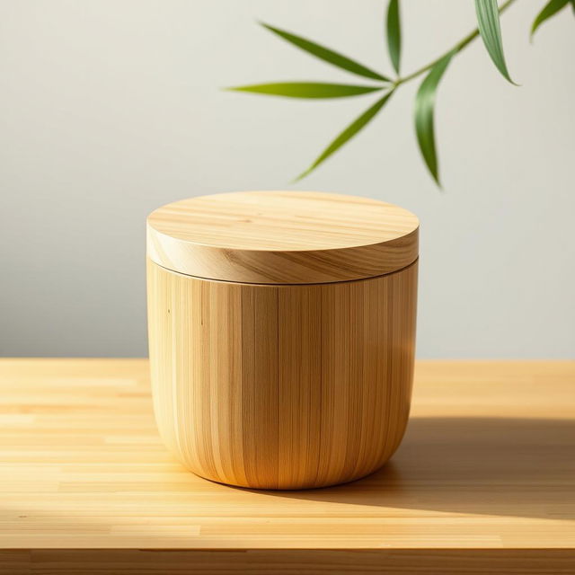 A realistic design featuring a product made from bamboo, showcasing its natural textures and colors