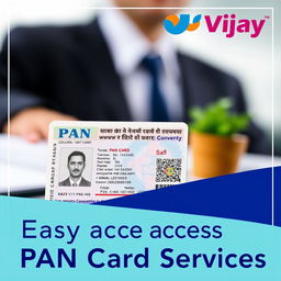 A vibrant and eye-catching advertisement photo featuring a PAN card prominently displayed
