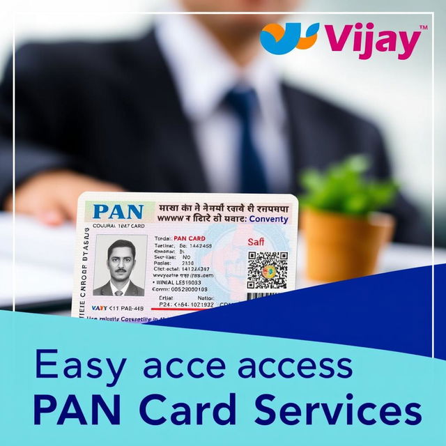 A vibrant and eye-catching advertisement photo featuring a PAN card prominently displayed