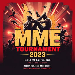 A visually striking poster for a fictional MME (Martial Arts and Mixed Events) tournament