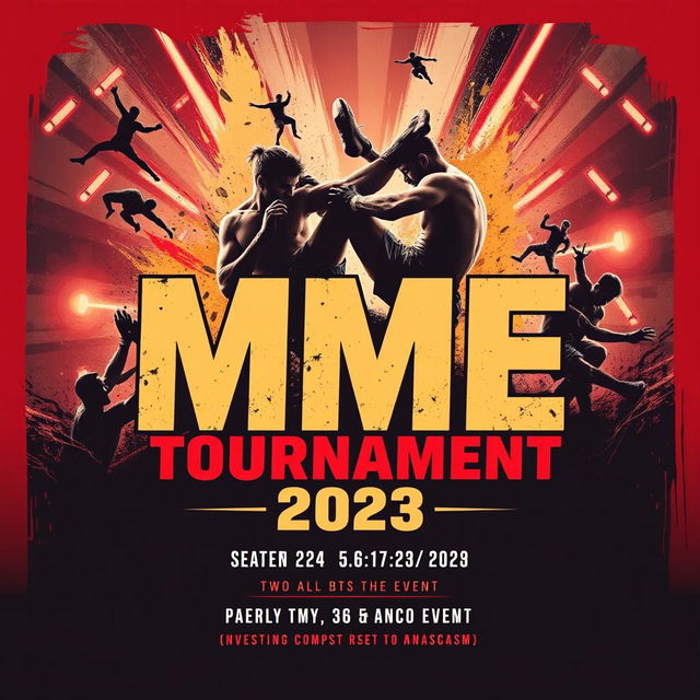 A visually striking poster for a fictional MME (Martial Arts and Mixed Events) tournament