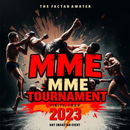 A visually striking poster for a fictional MME (Martial Arts and Mixed Events) tournament