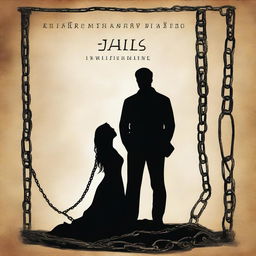 A high-quality, digitally rendered book cover featuring a man standing tall with a woman kneeling before him, a chain encircling her neck