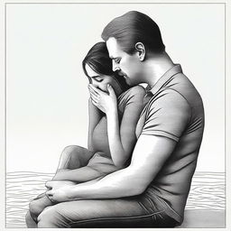 A high-quality digital art image depicts a man with a woman on her knees, his hand firmly around her throat