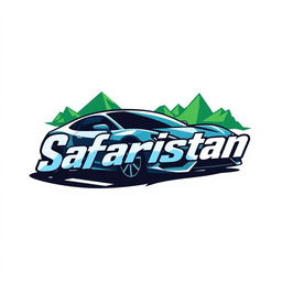 A logo design for 'Safaristan' featuring a sleek, modern car as the central element