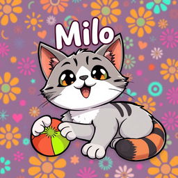 A creative and captivating cartoon image of a happy and playful cat, featuring vibrant colors like white and gray or orange and black