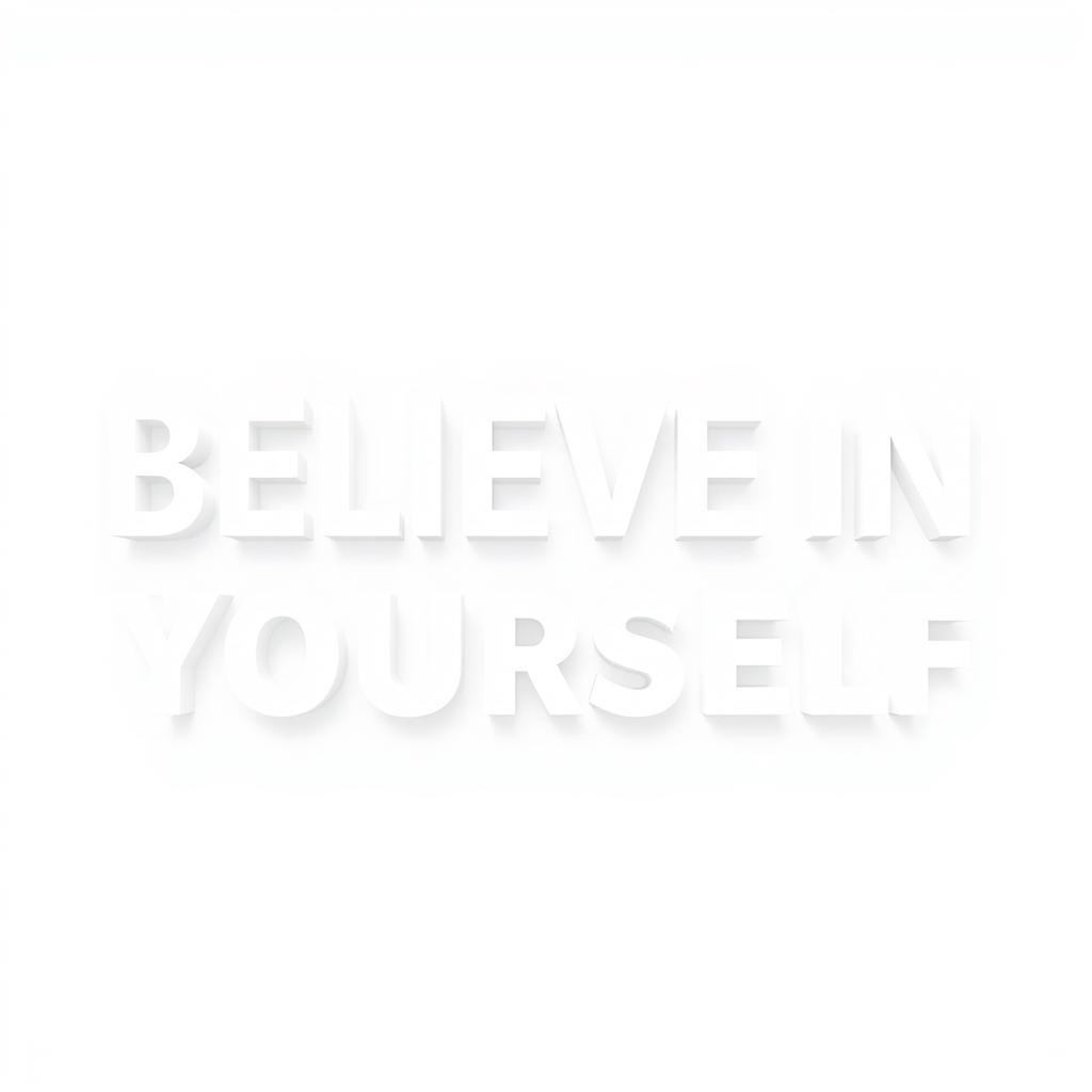 White text displaying a motivational quote: 'Believe in Yourself', with a clean and minimalist layout