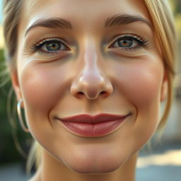 A close-up portrait of a person with a straight, well-defined nose, showcasing their facial features beautifully