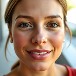 A close-up portrait of a person with a straight, well-defined nose, showcasing their facial features beautifully