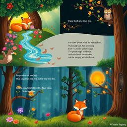 A whimsical tale of a brave little fox embarking on an adventure through an enchanted forest