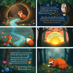 A whimsical tale of a brave little fox embarking on an adventure through an enchanted forest