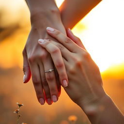 A beautifully composed image featuring a close-up of two hands intertwined, showcasing love and unity