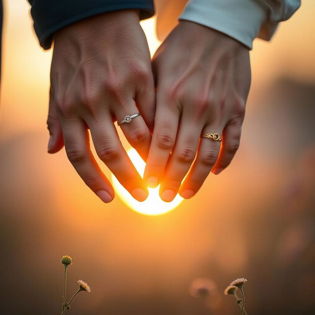 A beautifully composed image featuring a close-up of two hands intertwined, showcasing love and unity