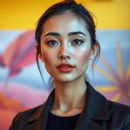 A photorealistic portrait of a person with a clear and clean face, showcasing their features beautifully