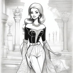 An alternate black and white pencil sketch featuring Barbie, distinct from the previous ones