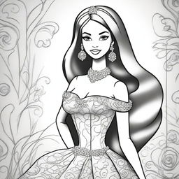 An alternate black and white pencil sketch featuring Barbie, distinct from the previous ones