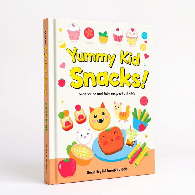 A colorful and playful book cover for a children's snacks recipe book