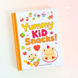A colorful and playful book cover for a children's snacks recipe book