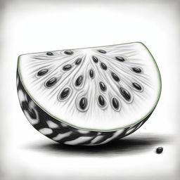 A different, high quality pencil drawing of a watermelon