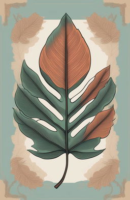 An illustration of a leaf on high-quality art paper, inspired by Wes Anderson's unique visual style