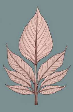 An illustration of a leaf on high-quality art paper, inspired by Wes Anderson's unique visual style