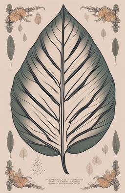 An illustration of a leaf on high-quality art paper, inspired by Wes Anderson's unique visual style