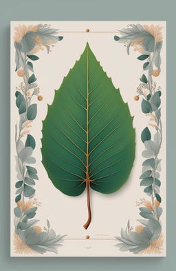 An illustration of a leaf on high-quality art paper, inspired by Wes Anderson's unique visual style