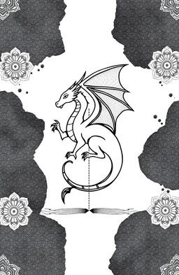 A black and white minimalist illustration of a dragon, featuring clean lines and a simplistic design