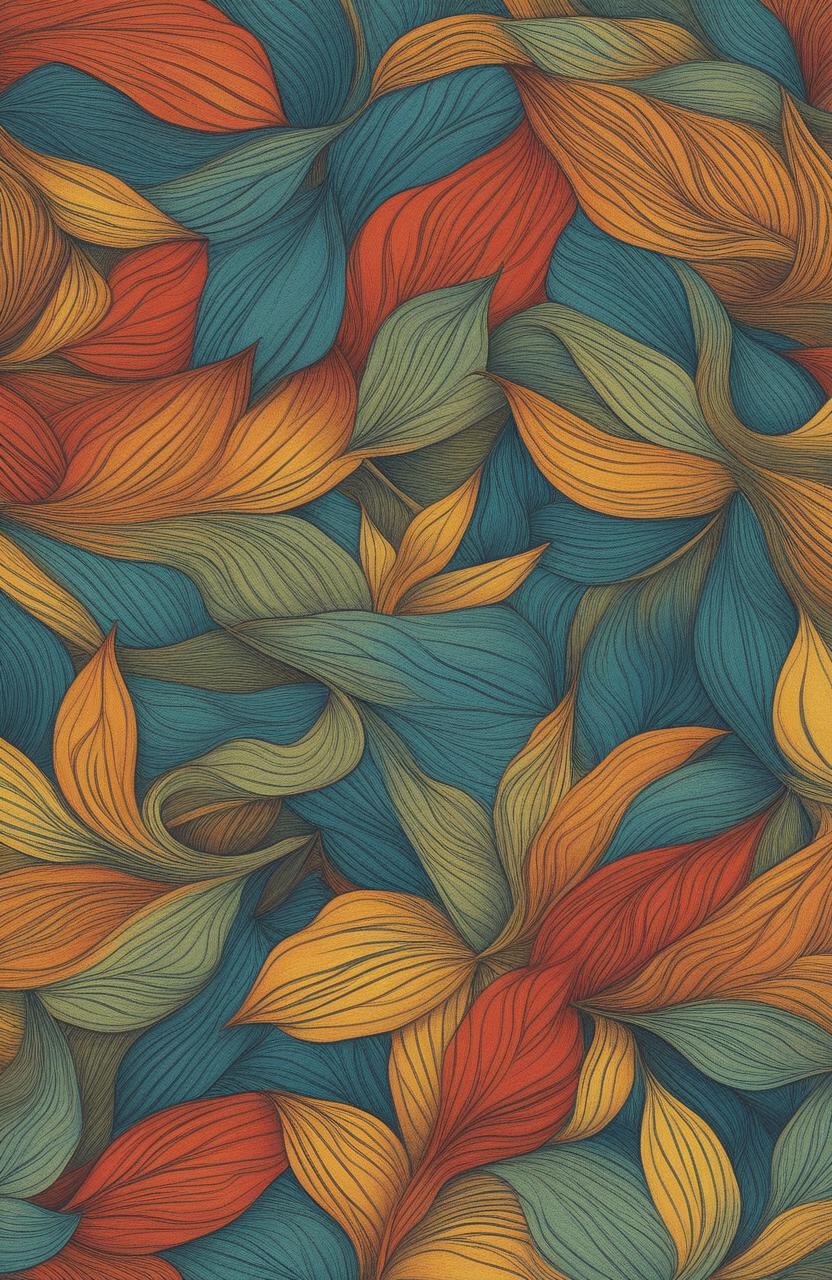 An ultra-vibrant drawing of a leaf pattern on high-quality paper, inspired by the style of Vincent Van Gogh