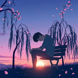 A beautiful and expressive illustration depicting a melancholic scene inspired by the theme of unrequited love