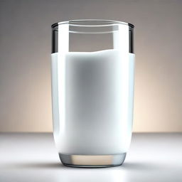 A high-quality, hyper-realistic digital art piece depicting a glass of milk