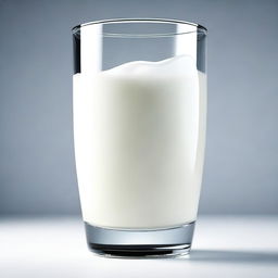 A high-quality, hyper-realistic digital art piece depicting a glass of milk