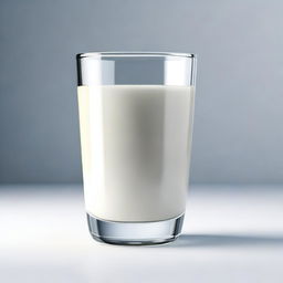 A high-quality, hyper-realistic digital art piece depicting a glass of milk