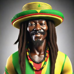 This is a high-quality 3D illustration of a middle-aged, seasoned Jamaican male character