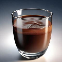 A high-quality, hyper-realistic digital art image showcasing a glass filled with a rich, creamy chocolate drink