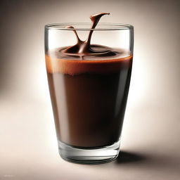 A high-quality, hyper-realistic digital art image showcasing a glass filled with a rich, creamy chocolate drink