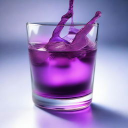 A high-quality, hyper-realistic digital art image featuring a glass of a vibrant purple drink