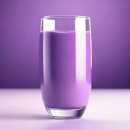 A high-quality, hyper-realistic digital art image depicting a glass filled with purple milk