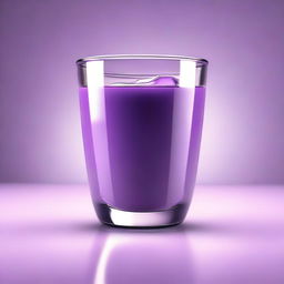 A high-quality, hyper-realistic digital art image depicting a glass filled with purple milk