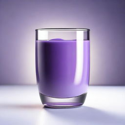 A high-quality, hyper-realistic digital art image depicting a glass filled with purple milk