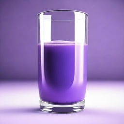 A high-quality, hyper-realistic digital art image depicting a glass filled with purple milk