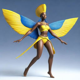 This is a high-quality 3D render of an attractive female character, inspired by Barbadian culture