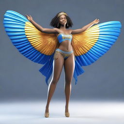 This is a high-quality 3D render of an attractive female character, inspired by Barbadian culture