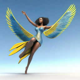 This is a high-quality 3D render of an attractive female character, inspired by Barbadian culture