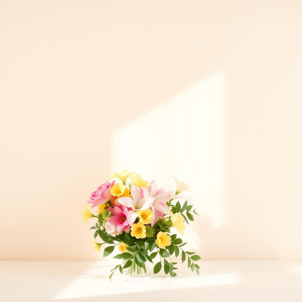 A minimalistic and elegant design featuring a plain, soft pastel background
