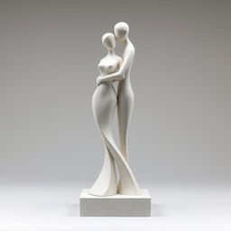 A highly minimalist and uniquely abstract representation of a statue featuring a simple yet distinctive woman and man, symbolizing the ultimate form of love